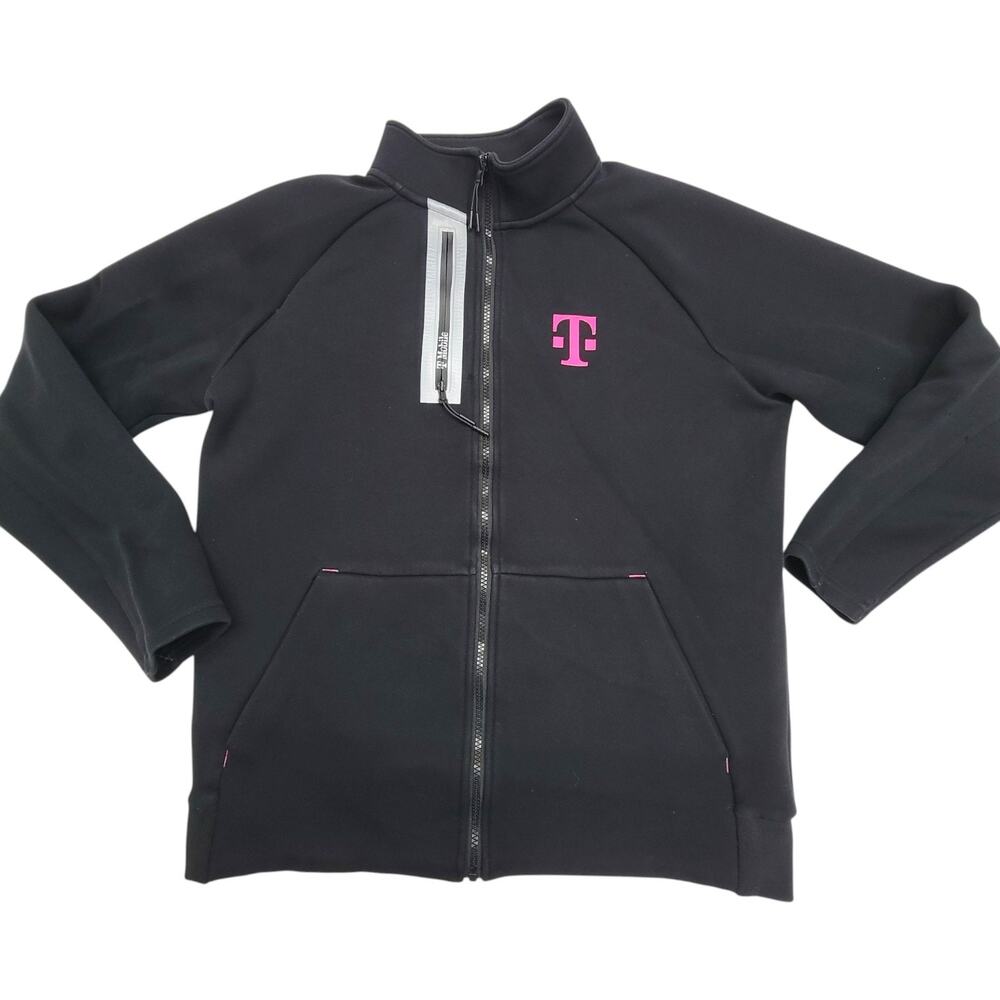 T-Mobile Mens Medium Black Full Zip Tech Fleece Jacket Sweater Employee Promo